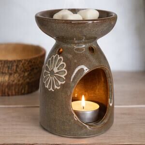 Ceramic Wax Melt Burner Daisy Floral Tea Light Candle Holder Boho